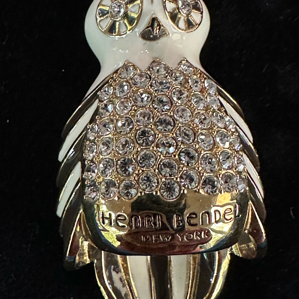 Gorgeous Vintage Henri Bendel Hazel Owl Key Fob W/ Swarovski Crystals NWT - Picture 10 of 16